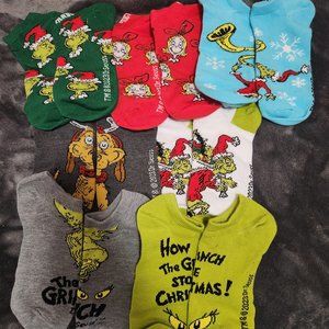7 pairs of Grinch socks